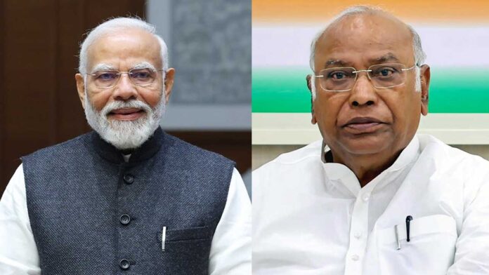 modi-and-mallikarjun-kharge Pm modi and Mallikarjun kharge